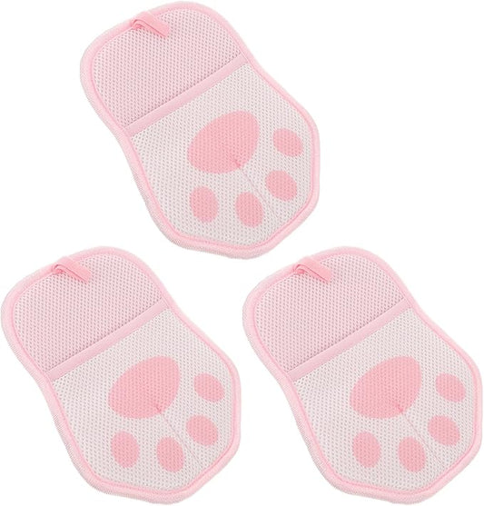 FRCOLOR 3pcs Pink Electrostatic Pet Hair Remover Gloves Reusable Grooming Mitts for Cats and Dogs Indoor Hair Cleaning and Deshedding