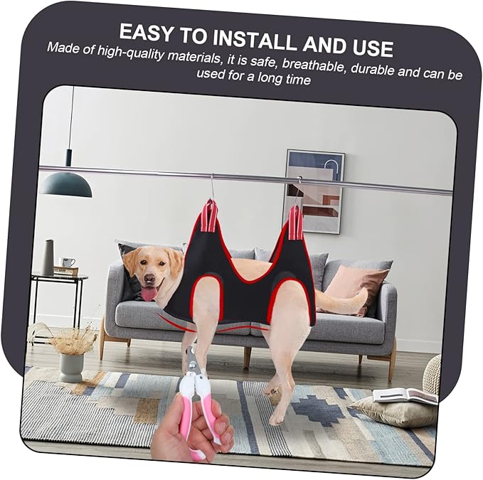 Mikikit 1 Set Miniature Pet Nail Trimming Hammock Breathable Grooming Sling for Dogs and Cats Easy to Install and Washable Ergonomic Design Accessories Included Random Color
