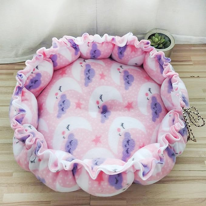 Round Bed Sleeping Dog Winter House Drawstring Design Pet Mat for Kitten Puppy Sleeping Supplies Sofa Plush Sofa on
