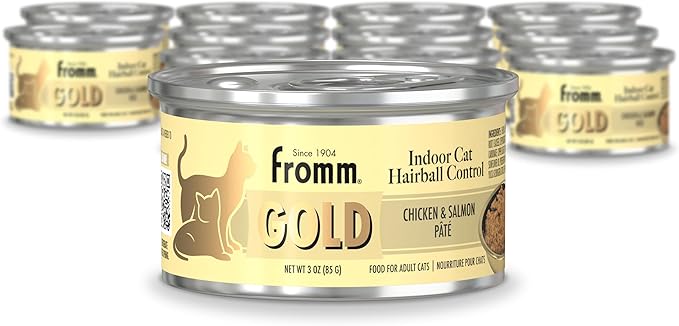 Fromm Indoor Gold Chicken & Salmon Pate Cat Food - Premium Wet Cat Food - Chicken Recipe - Case of (12) 3 oz Cans