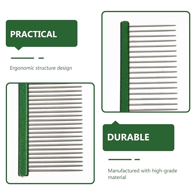 Totority Portable Reusable Pet Hair Comb for Dogs and Cats, Lightweight Aluminum Dematting Comb with Green Handle, Compact Grooming Tool for Detangling and Shedding Control