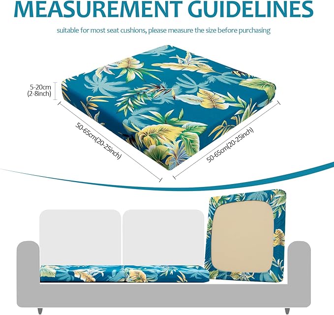 HANDONTIME Leaves Outdoor Cushion Covers 8pcs Navy Couch Cushion Covers Replacement Patio Couch Cover Sofa Cover Indoor Patio Cushion for Outdoor Furniture Washable, Cover Only