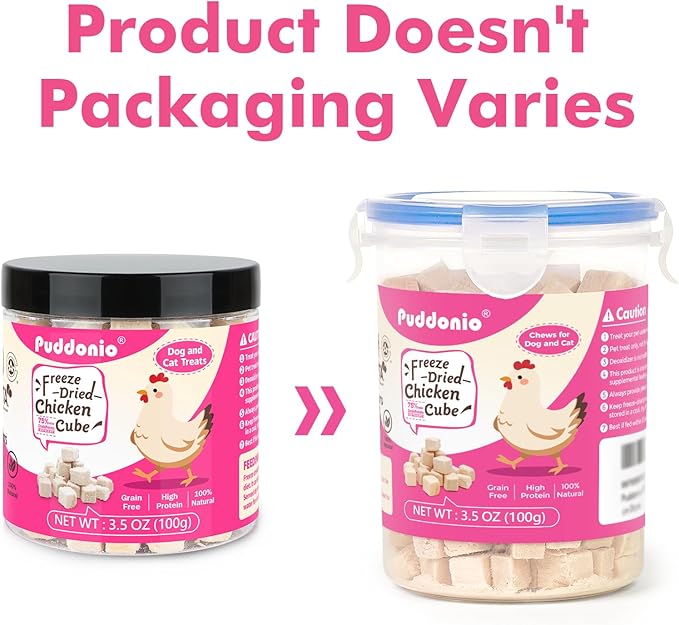 Freeze Dried Dog & Cat Treats – Single Ingredient Chicken Breast, High Protein Training Treats & Food Topper, 3.5 oz
