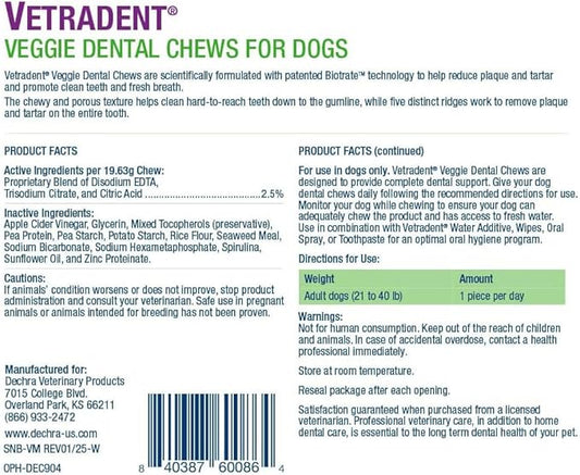 Vetradent® Veggie Dental Chews for Medium Dogs