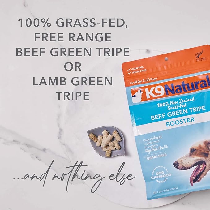 K9 Natural Freeze Dried Dog Food Topper, Beef Green Tripe, 2.6oz and Lamb Green Tripe, 2oz
