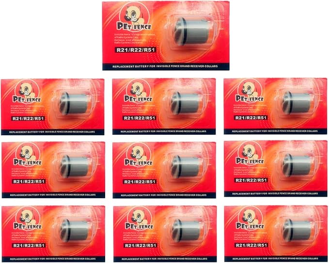 Pet-Fence Compatible for Invisible Fence Battery for Dog Collar, Batteries for Dog Collars Invisible Fence Brand Power Cap R21,R22,R51,Microlite Collars Safe and Durable (10 Pack)