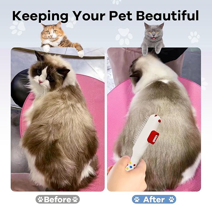 Cat Comb - Self-Cleaning Non-Slip Brushes with Metal Teeth | Cat Hair Comb,for Dog Puppy Animals Indoor Home Shedding