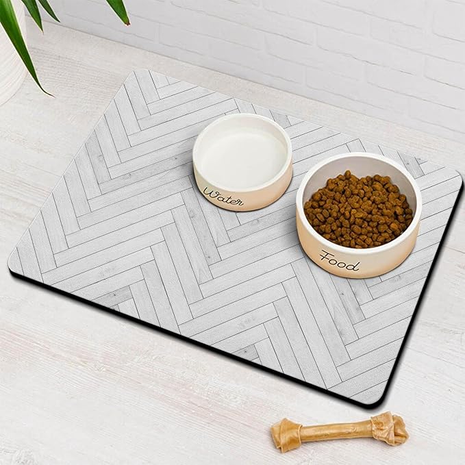 Dog Food Mats for Floors Absorbent, Pet Cat Food Mat - Quick Dry Dog Bowl Mats for Food and Water, Boho Pet Supplies 12" x 20"