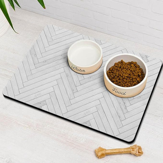 Dog Food Mats for Floors Absorbent, Pet Cat Food Mat - Quick Dry Dog Bowl Mats for Food and Water, Boho Pet Supplies 12" x 20"