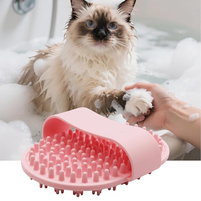 Pet Bath Brush, Massage Pet Grooming Supplies, Dog Scrubber, for Long Short Haired Puppy Cats Kitten Care
