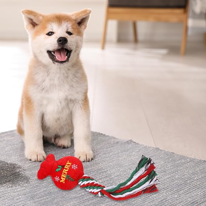 Dog Rope Toy Christmas Dog Toy Lightweight Pet Supplies for Aggressive ers Dog Toy for Playing Training Xmas Gifts, Bag