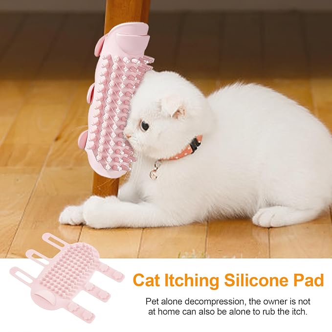 Cat Massager, Wall Corner Groomers Soft Grooming Brush, Soft Cat Corner Scratcher Self Grooming Massage Combs, Cat Self Groomer for Kitten Puppy (powdered)