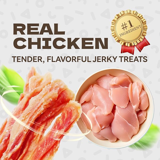 Chicken Jerky Dog Treats, Real Chicken Strips Dog Training Treats Soft Rawhide-Free Chews Healthy Snacks for Small Medium Large Breed 10.58oz