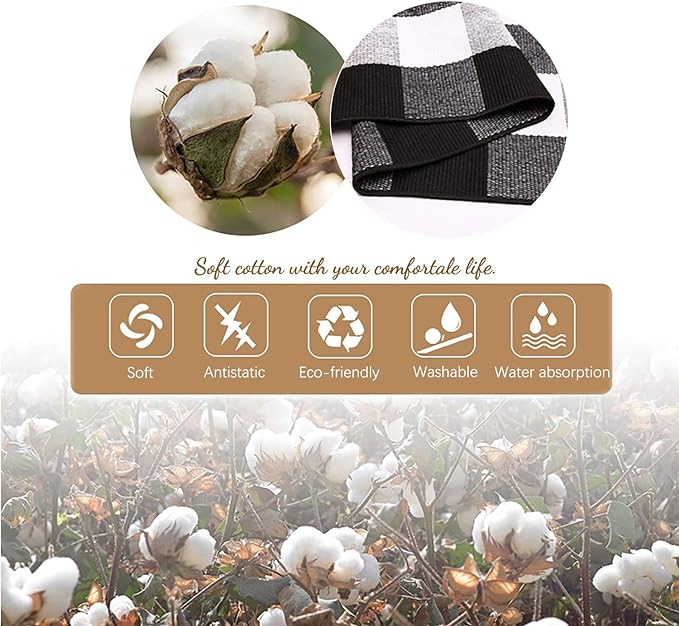 KOZYFLY Buffalo Plaid Area Rug 5 x 8 Ft Black and White Checkered Rug Washable Outdoor Patio Rugs Cotton Rugs for Living Room Carpet for Dining Room Bedroom Farmhouse Rug