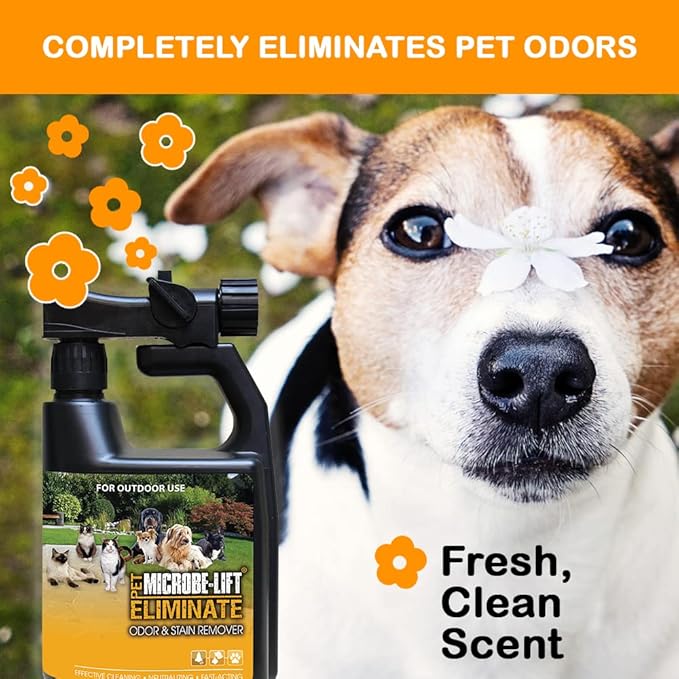 MICROBE-LIFT Outdoor Pet Odor Eliminator For Strong Odor On Turf, Patios, Deck, and Lawns - Keeps Pets From Going in Same Spot, 32oz
