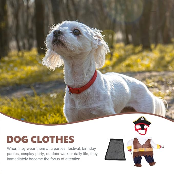 VILLCASE Pirate Dog Costume Halloween Cosplay Outfit Puppy Pirate Clothes Dog Apparel Pet Supply