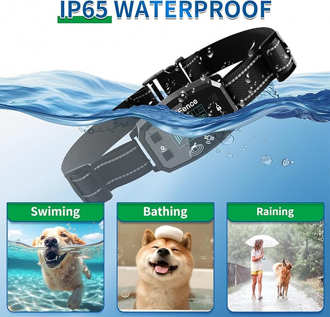 GPS Wireless Dog Fence, Range up to 6561 ft,Electric Collar with 3 Warning Modes, for Outdoor Use Waterproof& Rechargeable Pet Containment System for Most of Dogs (Black)