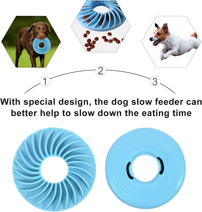 LIOOBO Dog Slow Feed Disc Slow Feeder Bowl Interactive Food Feeder for Puppies and Dogs with Food Puzzle Function Blue Sturdy Pet Feeding Supplies