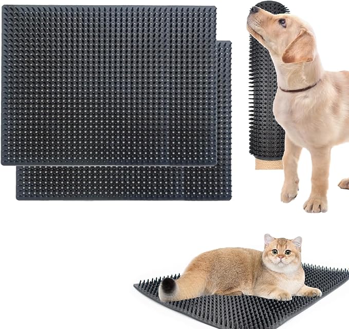 2 PCS Dog Scratching Post Pad, 14.2 x 11.8 Inch / 36 x 30 cm PVC Dog Back Scratcher, Soft Touch Itch Relief Pad, Massage Bed Massage Brush for Wooden Stake Wall Sofa Ground