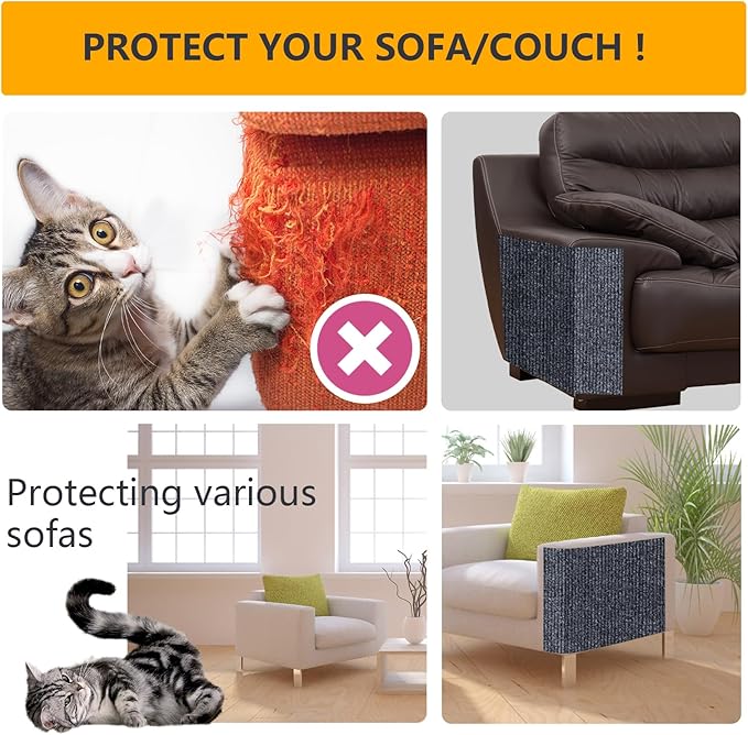 Cat Scratch Furniture Protector Keep Couch Sofa Protection Anti Claws Corner Wall Scratcher Post Sisal Scratching Mat Carpet Pad Cover Fabric Tree Guards Remnants 40"x15.8" (Deep Grey)