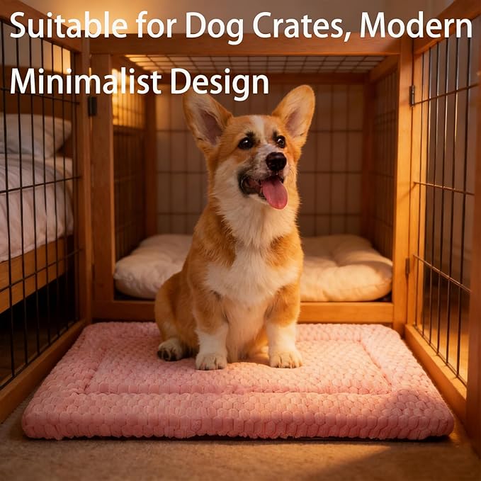 Dog Bed Mat, Reversible Dog Crate Pad - Comfortable Kennel Mat for Dogs & Cats, Machine Washable Dog Bed Suitable for Kennel, Cage or Home Travel(Pink, 30" L*20" W*1.5" Th)