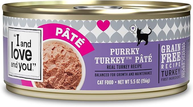 I and Love and You Wet Cat Food - Purrky Turkey Pâté - Turkey Recipe, Grain Free, Filler Free, 5.5oz Pack of 12 Cans