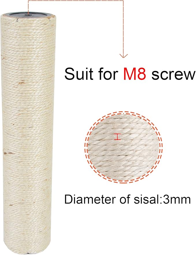 Dimaka Cat Scratching Post Replacement Pole, Cardboard and Sisal, 15.7in, 40cm