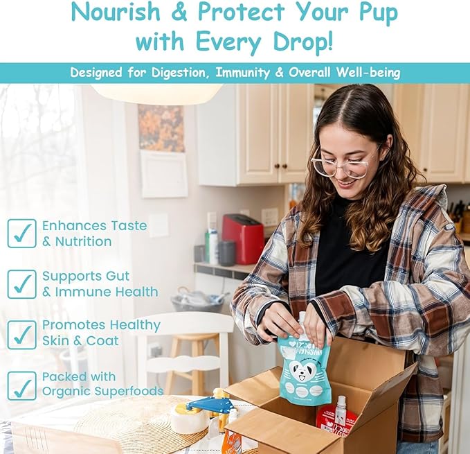 My Dog's Favorite Organic Dog Food Topper Bundle - Omega-3 Probiotics & Turmeric for Digestion & Immunity Support - High-Protein Meal Enhancer for Picky Eaters - Healthy Dry Food Topping