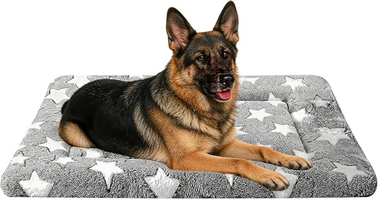 Dog Bed Mat, Reversible Dog Crate Pad - Comfortable Kennel Mat for Dogs & Cats, Machine Washable Dog Bed Suitable for Kennel, Cage or Home Travel (Gray Star, 35" L*23" W*1.5" Th)