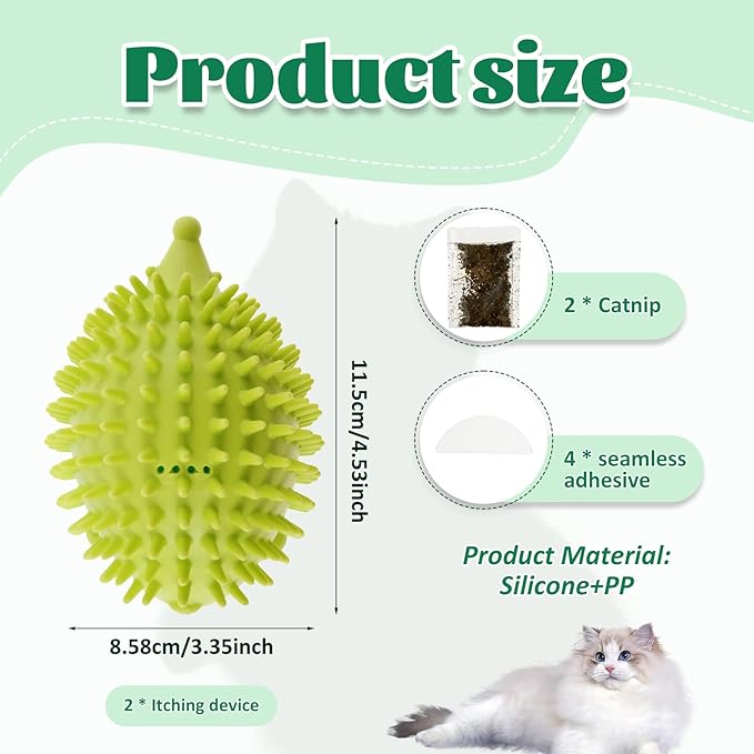 2Pcs Self Grooming Cat Brush, Hedgehog Shape Cat Corner Tickler, Cat Wall Brush, Wall Mount Corner Cat Face Scratcher, Cat Hair Brush Soft Silicone Corner Cat Grooming Brush for Indoor Use