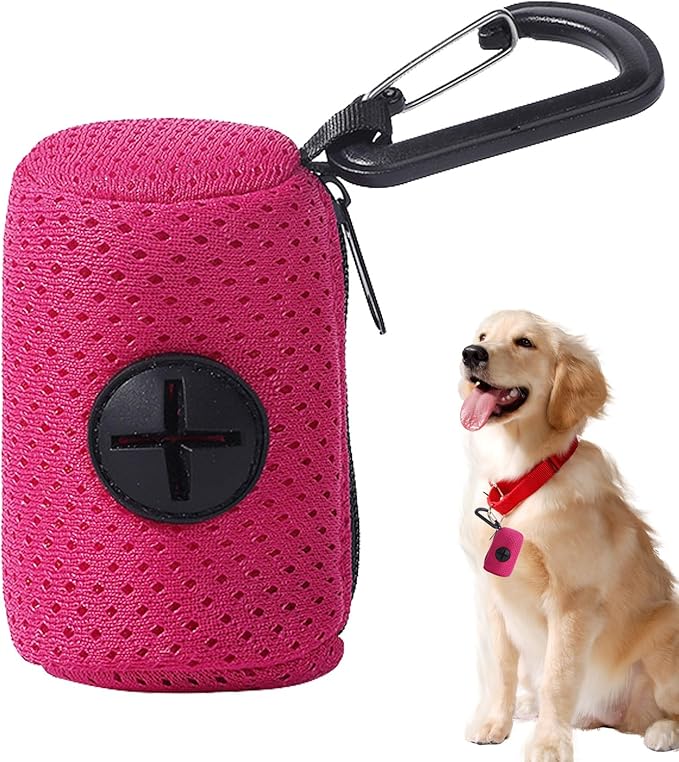 Dog Bag Holder | Mesh Fabric Attachment Waste Bag Dispenser with Zipper - Portable Dog Poop Holder, Fashion Pet Supplies for Walking, Outdoor, Training