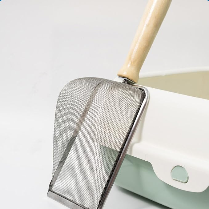 Cat Litter Scoop Stainless Steel Fine Mesh Cat Litter Shovel Litter Cleaner Corner Shovel Metal Litter Scoop for Reptile Terrarium Sand Waste, Beach Shovel(2.0 Mesh)