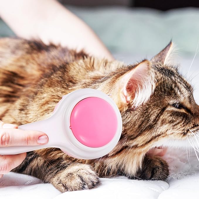 HEMOTON Pet Grooming Brush and Household Fur Comb, Multi-function Pink Plastic Deshedding Tool for Cats, Dogs, and Kittens, Portable Pet Hair Removal Accessory for Home Use