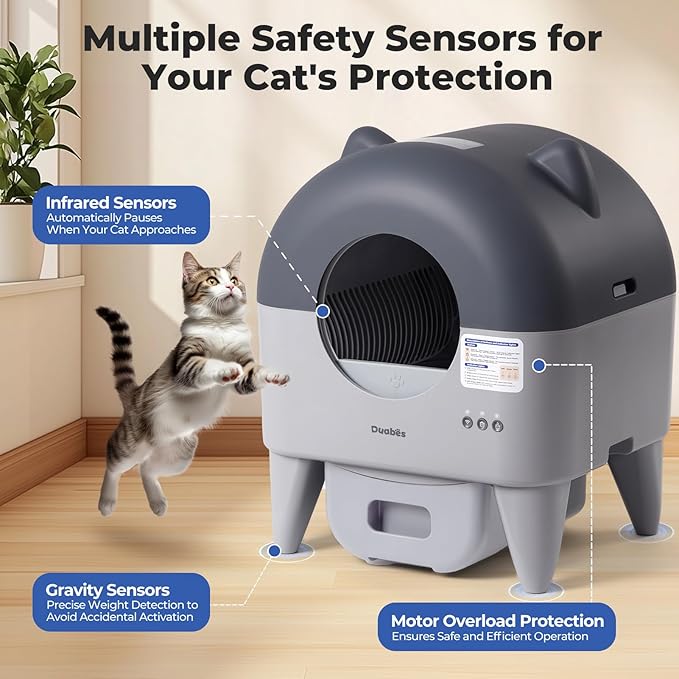 Autoamtic Litter Box: Extra Large Self Cleaning Litter Box for Multiple Cats with Smart APP Control, Low Noise & Safety Sensors, Anti-Track Mat, Odor-Free