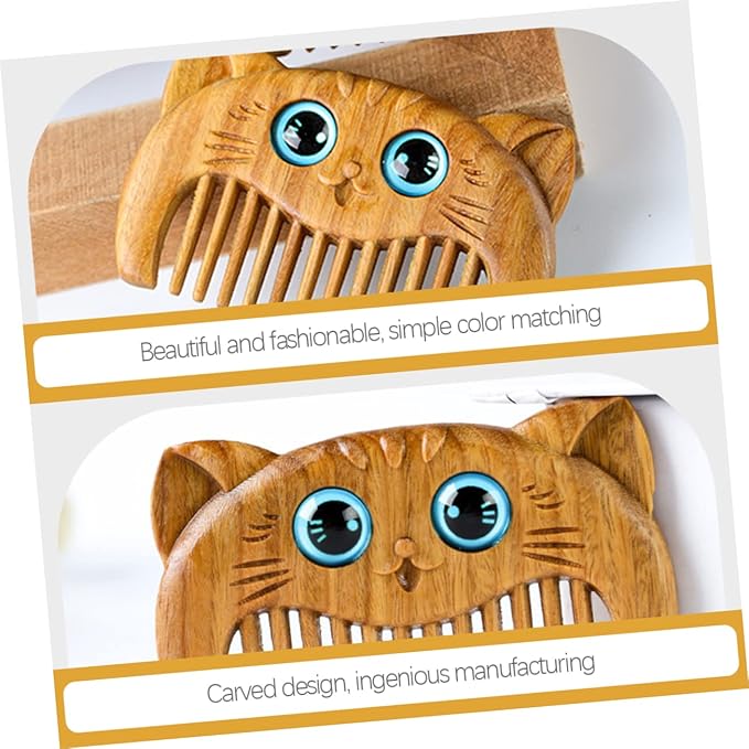 2pcs Wooden Massage Comb Cat Hair Grooming Supplies Sandalwood Combs for Curly Hair