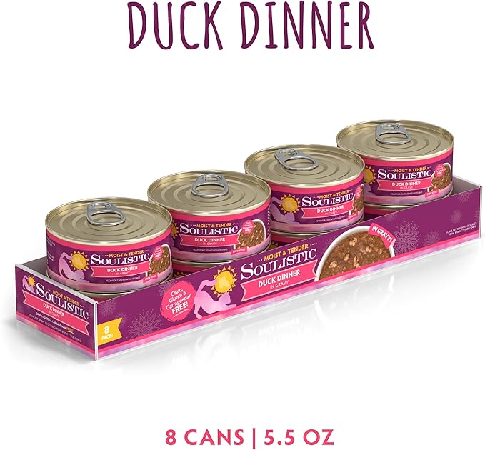 Soulistic Moist and Tender, Duck Dinner in Gravy, 5.5oz Can, Pack of 8