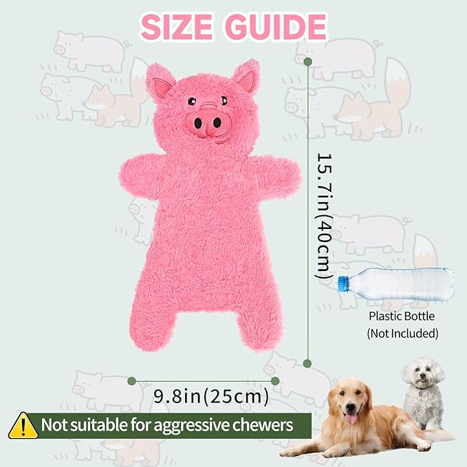 Mihachi No Stuffing Crinkle Dog Toys,2-in-1 Holds Water Bottles-Cruncher with Puncture Resistant Squeaker, Dog Squeak Toys Plush Dogs Chew Toy for Small Medium Large Breed Chewer, Pig