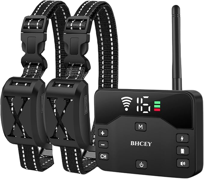 Wireless Dog Fence, 2025 Electric Fence for 2 Dogs Shocks Training Collar Remote 2-in-1,Wireless Pet Containment System with Adjustable Vibration & Shock Training Collar for All Dogs