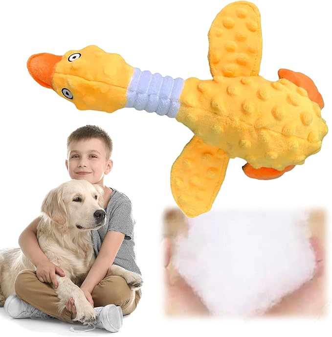 Goose Dog Toy Soft Stuffed Animal Plush Dog Puppy Chew Toys to Keep Them Busy Pet Supplies for Chewers Small Medium and Large Breeds (Yellow)