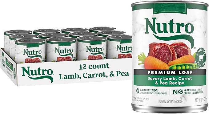 Nutro Natural Choice Premium Loaf Canned Dog Food, Adult Wet Dog Food Lamb Recipe 12.5 oz. cans (12 Count)