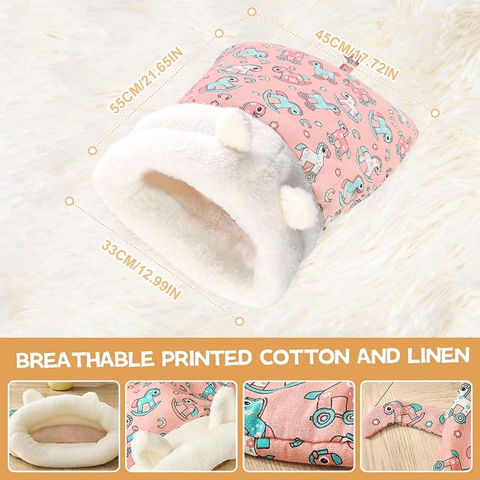 360° Semi-Enclosed Fluffy and Warm Cat Sleeping Bag, Suitable for Cats and Small Pets, Machine Washable (21.6 inches x 17.7 inches)