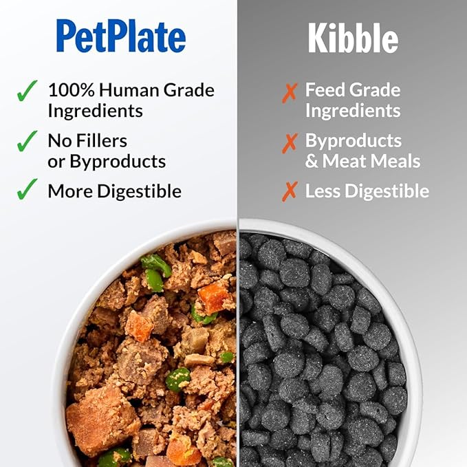 PetPlate Human-Grade Fresh Dog Food, Barkin’ Beef Entrée – Wet Dog Food for All Breeds – High-Protein, Natural – 12-oz Cups, Case of 12