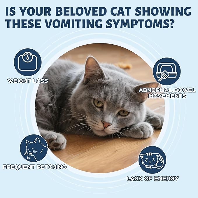 Cat Vomit Remedy, Vomiting Relief for Cats, Cat Vomiting Relief Supplement with Probiotic, Probiotic for Cats Relieves Dry Retching, Helps Expel Hairballs, and Supports Intestinal Health (5 oz)