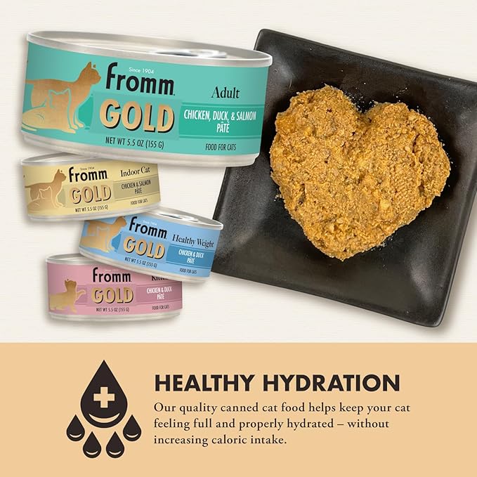 Fromm Adult Gold Chicken, Duck, & Salmon Pate Cat Food - Premium Wet Cat Food - Chicken Recipe - Case of (12) 3 oz Cans