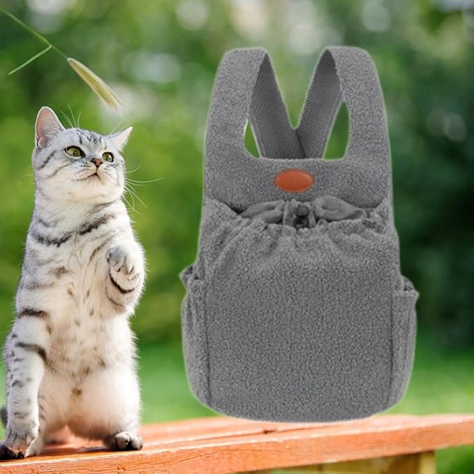 Pet Carrier Backpack Small Unique Portable Pet Supply, Dog Front Pack Kitten for Camping Outdoor, Gray