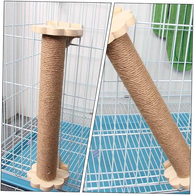 Alipis Cat Scratching Post for Cage with 40cm Natural Sisal Rope, Sturdy Vertical Kitten Scratcher, Comfortable Wooden Core Floor Scratching Post for Indoor Cats