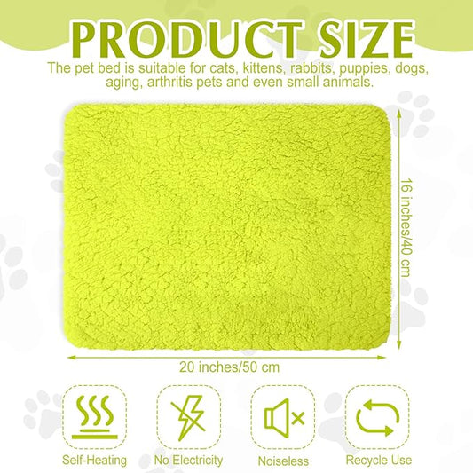 4 Pack Self Warming Cat Pads Self Heating Cat Mat Washable Homeless Dogs Thermal Pads Kennel Pad Reflects Body Heat Warm Crate Bed Mat for Indoor Outdoor Pet(Fluorescent Green,16 x 20 Inch)