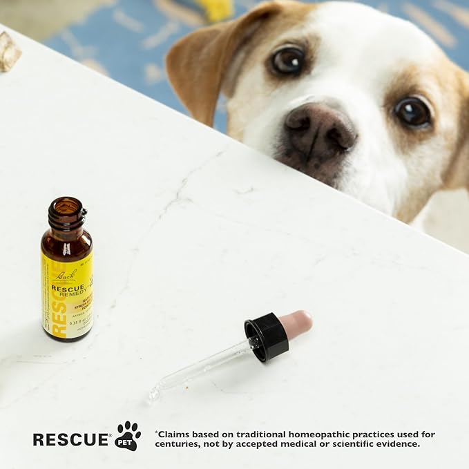 Rescue Remedy Pet Dropper for Dogs - 20 mL - Stress & Tension Support for Dogs with Bach Natural Flower Essences - Sedative-Free, Homeopathic Liquid Formula - For All Breeds, Ages & Weights