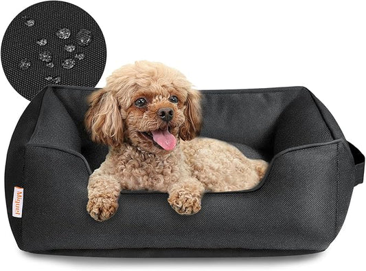 Miguel Outdoor Waterproof Cat Bed with Side, Oxford Durable Dog Bed for Small Dog Easy Clean, All Weather Rectangle Medium Pet Bed Bolster Tough Puppy Bed Scratch Resistant Removable Cover, 25 inches