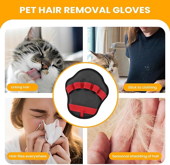 Pet Hair Remover Glove - Electrostatic Five-Finger Dog Cat Lint Mitt Tool | Dog Hair Remover Glove | for Laundry Couch Carpet Car Seat Clothing Bed Sofa